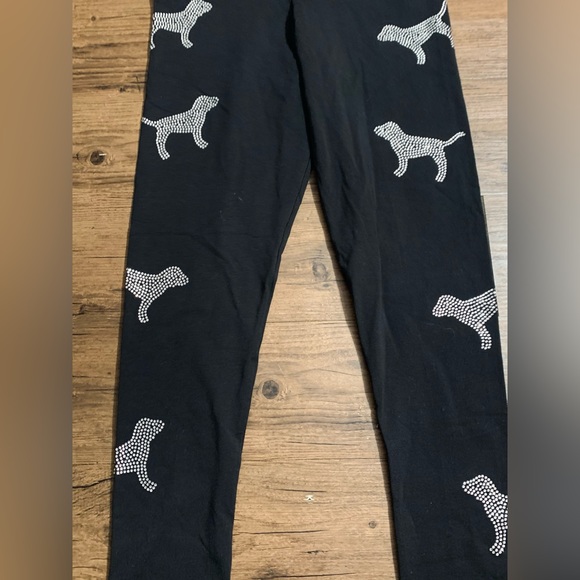 PINK VS RHINESTONE V NECK DOGGIE TSHIRT/ LEGGINGS OUTFIT SET L - Picture 9 of 12